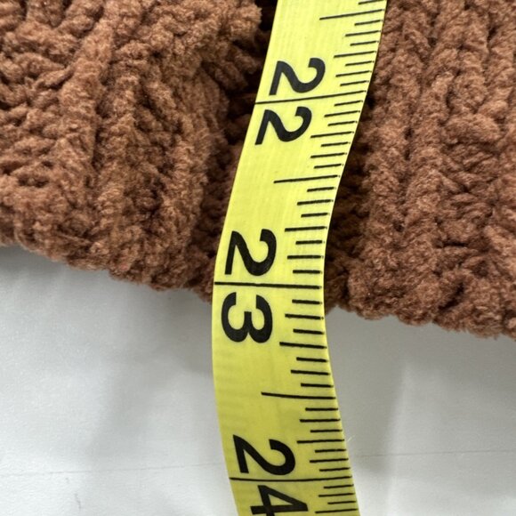 POL Chunky Sweater Womens Large Brown Cropped Cable Cuff Sleeve Knit Soft Boho - Picture 7 of 8